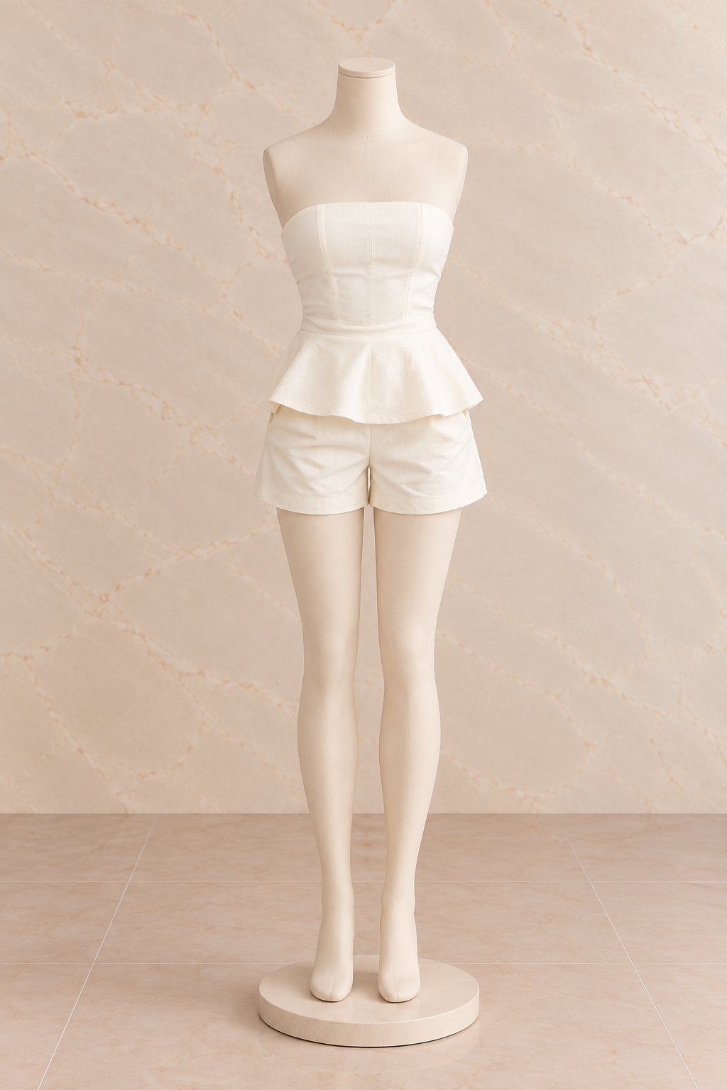 Cream Peplum Set