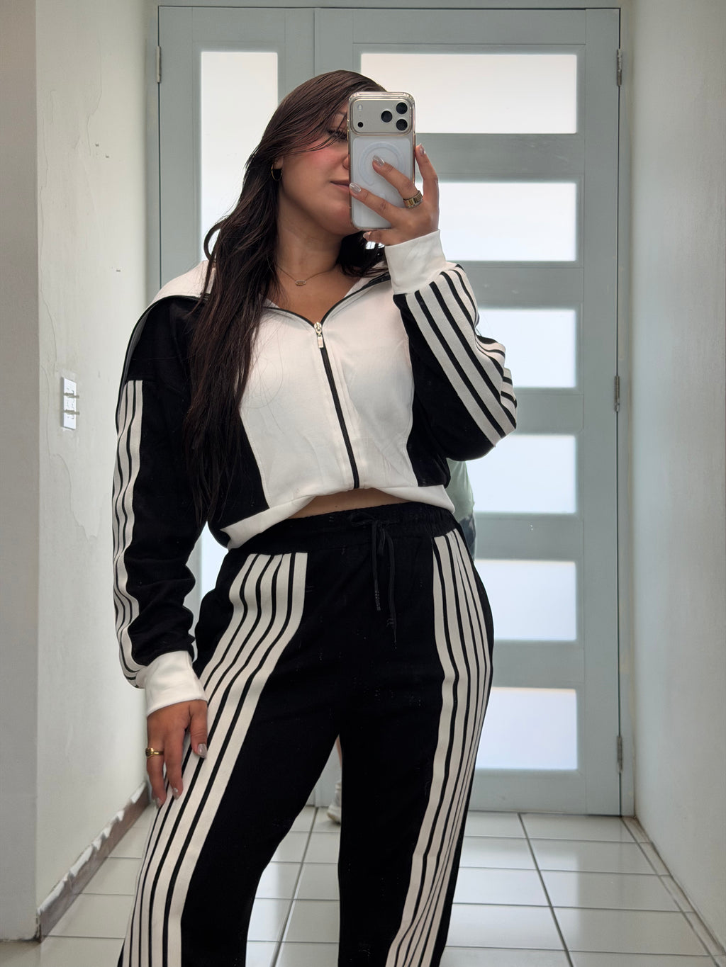 Dual-Tone Striped Lounge Set