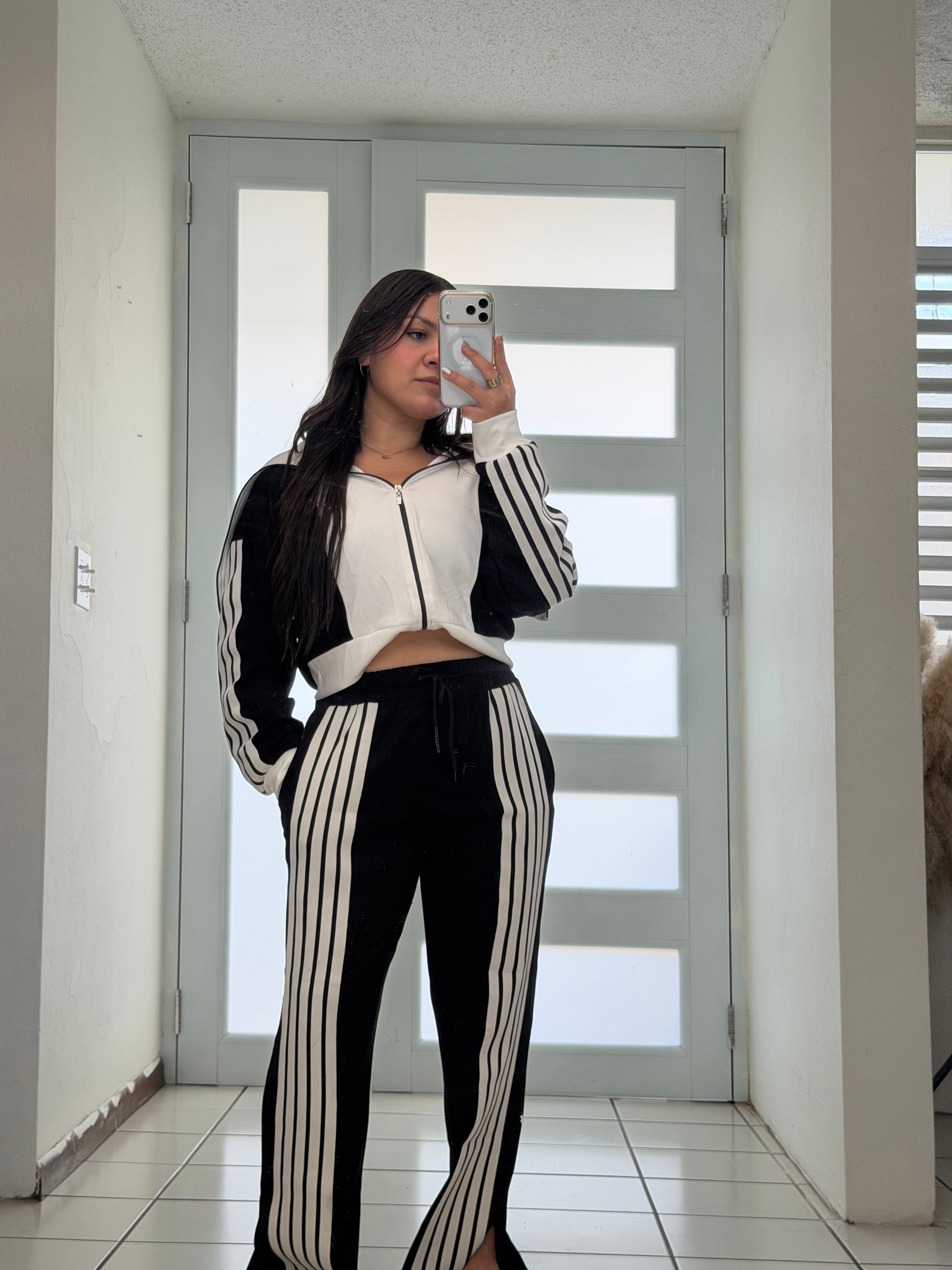 Dual-Tone Striped Lounge Set