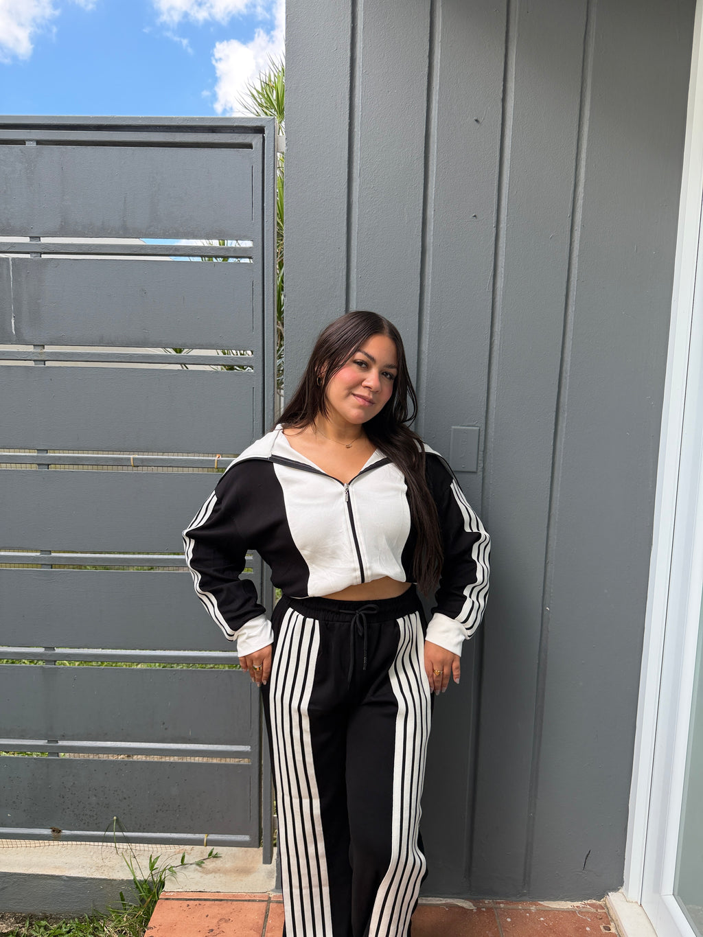 Dual-Tone Striped Lounge Set