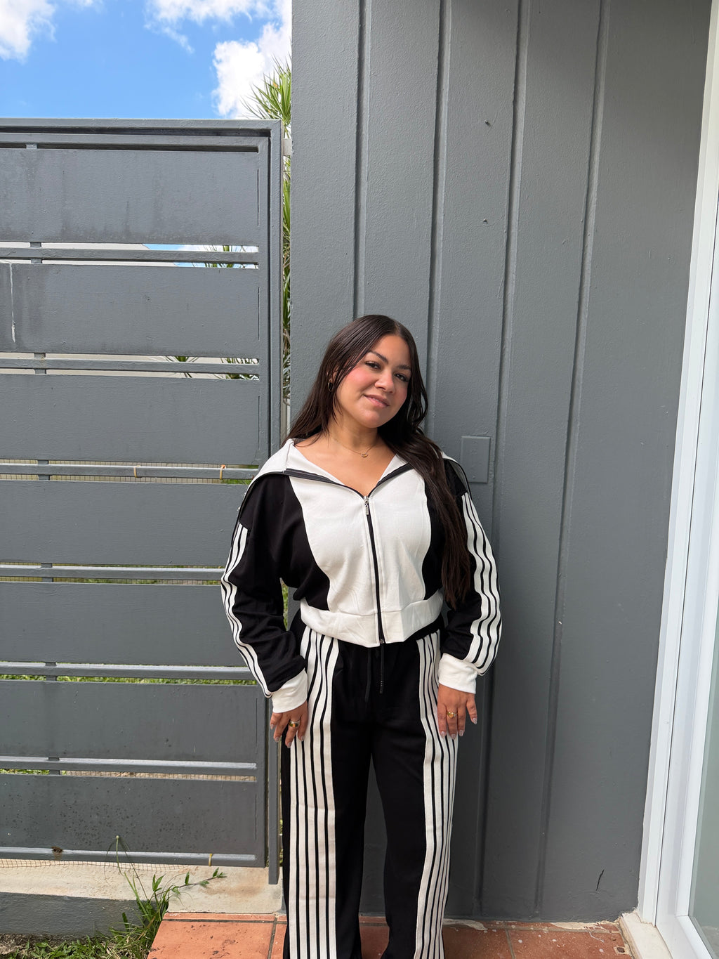 Dual-Tone Striped Lounge Set