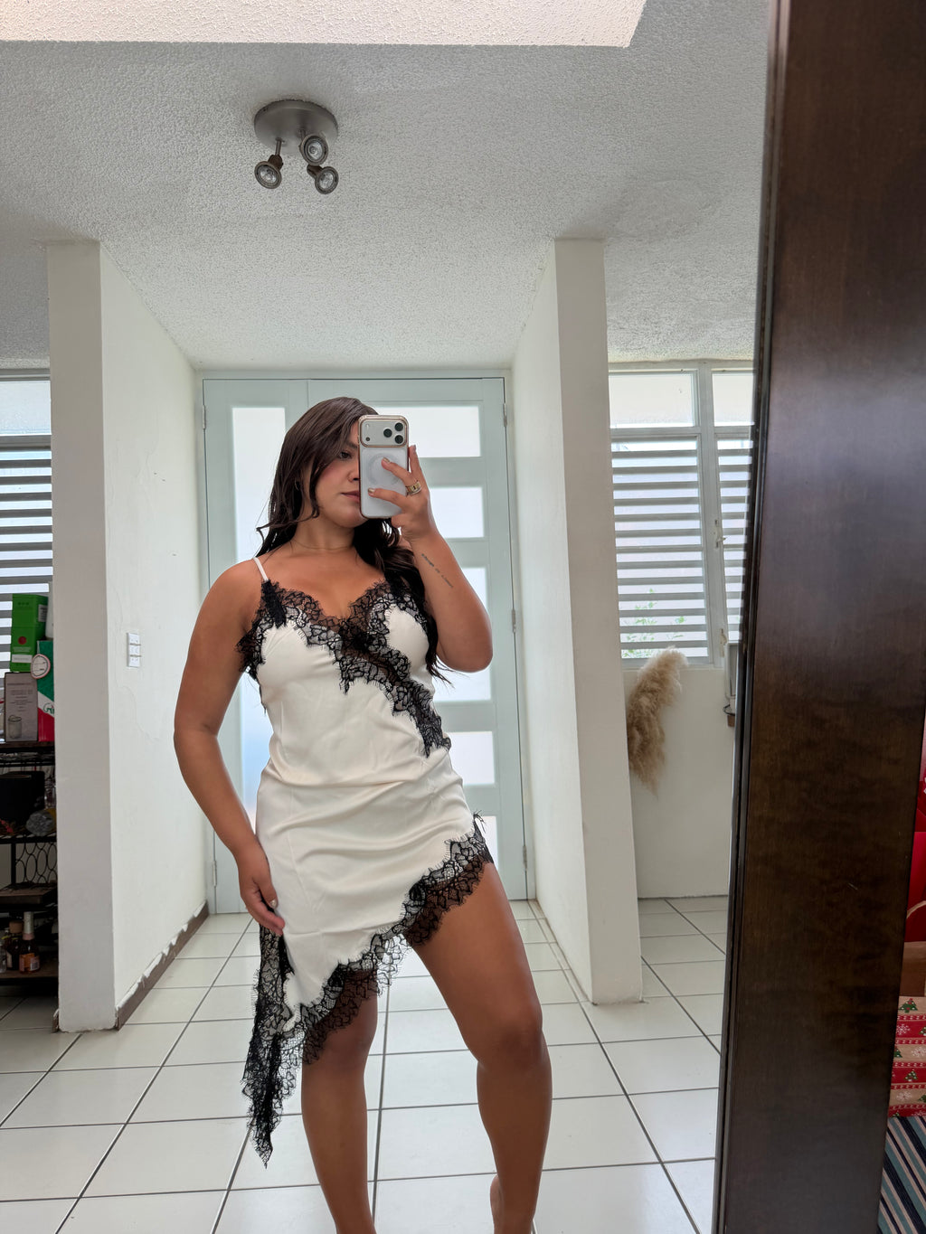 Mini Lace Dress - White and Black
