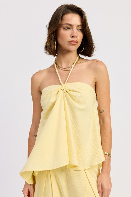 Soft Yellow Linen Halter Top